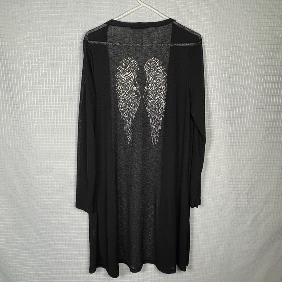 Angel Wings Long Cardigan Size XXXL Rhinestone Y2K Biker Dark Fairy Whimsigoth - Picture 1 of 8